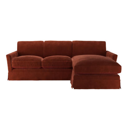 Otto Medium RHF Chaise Sofa in Deep Coral Cashmere Velvet