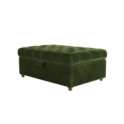 Valentin Medium Rectangular Storage Footstool in Valley Smart Velvet