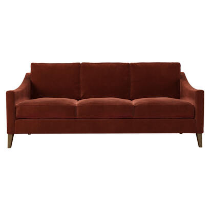 Iggy 3 Seat Sofa in Deep Coral Cashmere Velvet