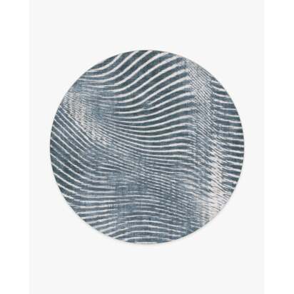 Wesley Blue Flatwoven Rug - 245 Round cm - Rug + Pad System