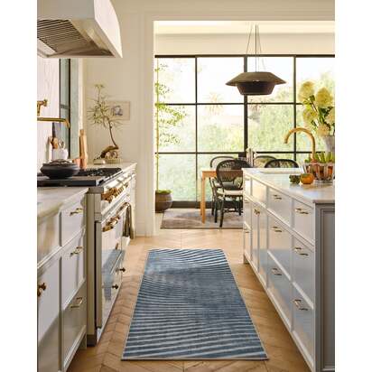 Wesley Blue Flatwoven Rug - 245 Round cm - Rug + Pad System