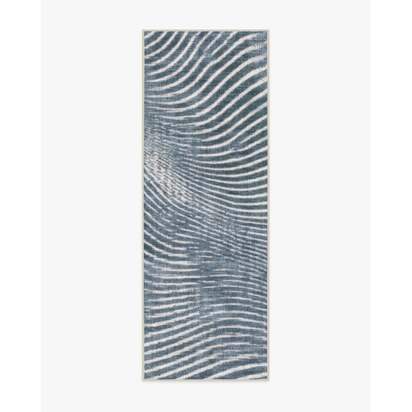 Wesley Blue Flatwoven Rug - 75 x 215 cm - Rug + Cushioned Pad System