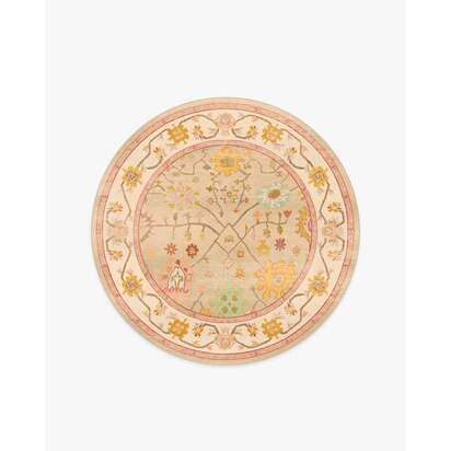Jemima Neutral Multicolour Flatwoven Rug - 185 Round cm - Rug + Pad System