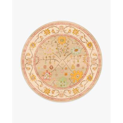 Jemima Neutral Multicolour Flatwoven Rug - 245 Round cm - Rug + Pad System