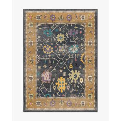 Jemima Vintage Ink Multicolour Flatwoven Rug - 150 x 215 cm - Rug + Pad System