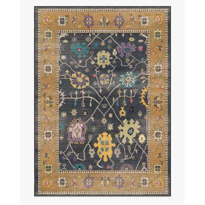 Jemima Vintage Ink Multicolour Flatwoven Rug - 305 x 425 cm - Rug + Pad System