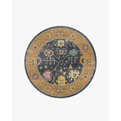 Jemima Vintage Ink Multicolour Flatwoven Rug - 185 Round cm - Rug + Pad System