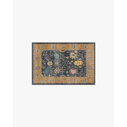 Jemima Vintage Ink Multicolour Flatwoven Rug - 60 x 90 cm - Rug + Cushioned Pad System