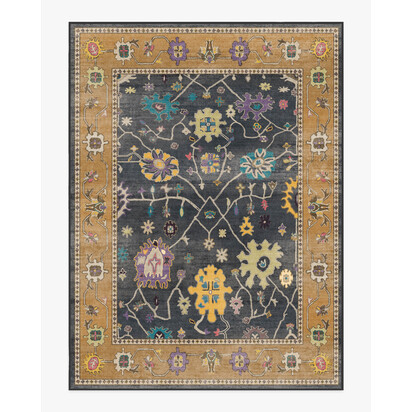 Jemima Vintage Ink Multicolour Flatwoven Rug - 275 x 365 cm - Rug + Cushioned Pad System