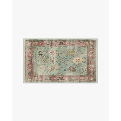 Jemima Sage and Rosewood Flatwoven Rug - 90 x 150 cm - Rug + Pad System