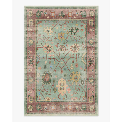 Jemima Sage and Rosewood Flatwoven Rug - 200 x 290 cm - Rug + Pad System
