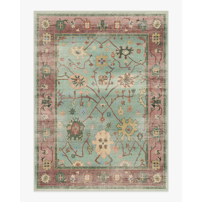 Jemima Sage and Rosewood Flatwoven Rug - 275 x 365 cm - Rug + Pad System