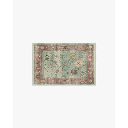 Jemima Sage and Rosewood Flatwoven Rug - 60 x 90 cm - Rug + Cushioned Pad System