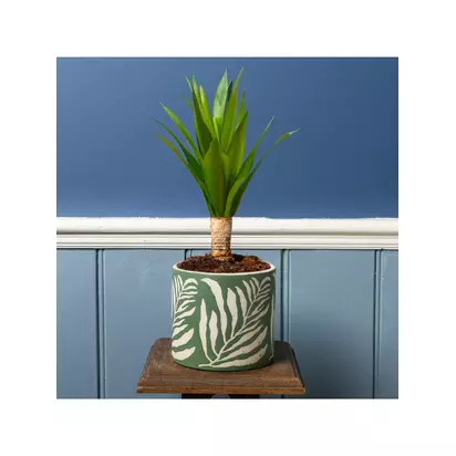 Burgon & Ball Leaf Stoneware Indoor Plant Pot, Green Green | H13 x W13 x D14.70cm