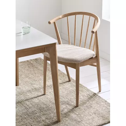 John Lewis Kinross II Dining Chair, Oak/Upholstered Seat Oak | H79.50 x W55.70 x D53.40cm
