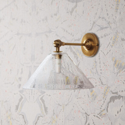 Elbow wall fitting IP44 in antique brass