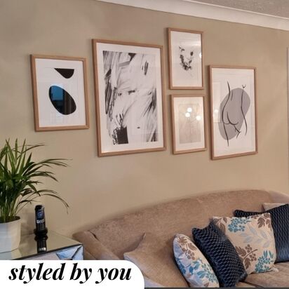 Subtle Neutral Tones Gallery Wall Art Oak Frame