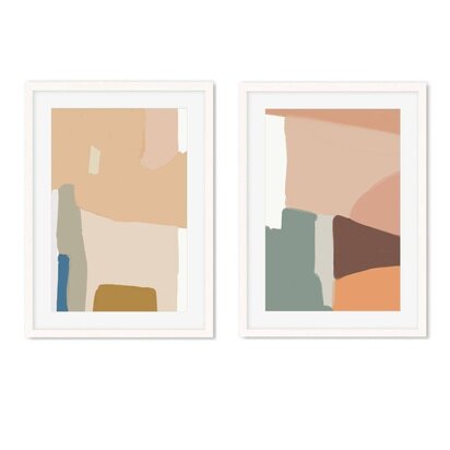 Modern Shapes - Print Set Of 2 50 x 70 cm Oak Frame