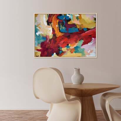 Abstract 416 Framed Canvas 90 x 120 cm Black