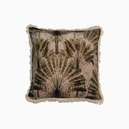 Tropical Island Digital Printed Cushion | "Green,Off White"