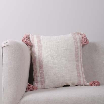 Zain Cotton Slub Cushion | "Off White,Coral"