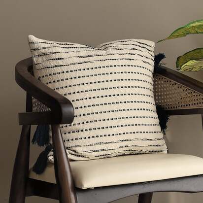 Freya Cotton Striped Cushion | "Indigo,White"