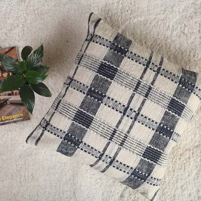 Guinevere White Cotton Cushion | "White,Blue"