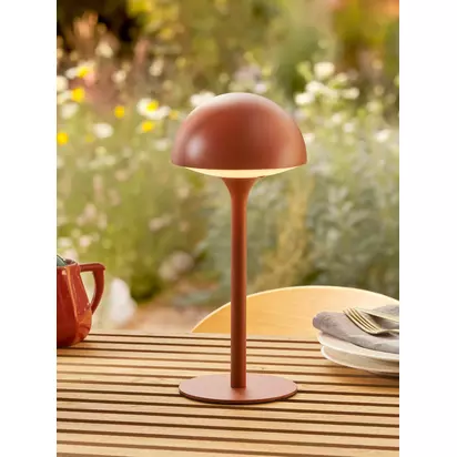 John Lewis Heftig Rechargeable Outdoor Table Lamp Sienna | H30 x W13.50 x D13.50cm