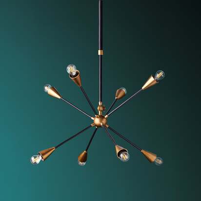 Ariel smaller chandelier in black and brass