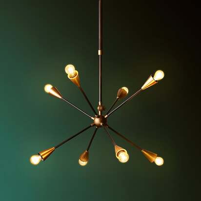 Ariel smaller chandelier in black and brass