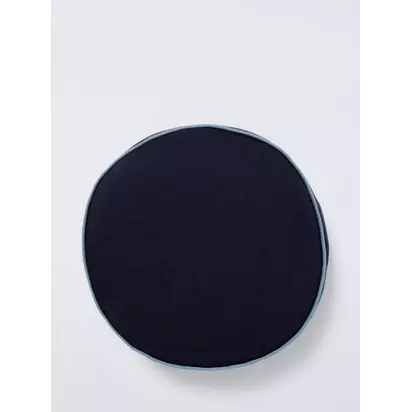 John Lewis Cotton Linen Round Scatter Cushion, 40cm Navy | Dia.40 x D10cm
