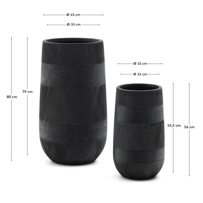 Set of 2 Tival black cement-effect planters Ã˜ 45cm
