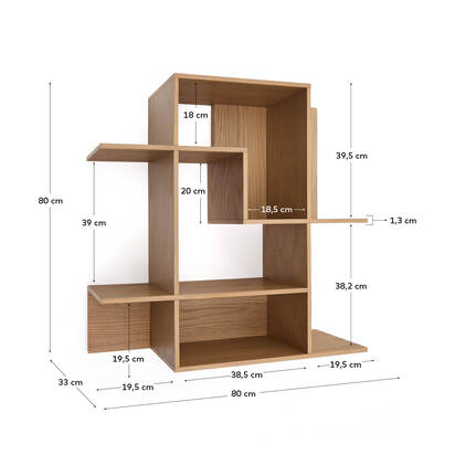 Ina modular shelving unit in oak veneer with natural finish 80 x 80cm FSC 100%