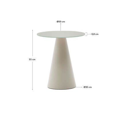 Wilshire tempered glass and metal side table with a matte grey finish, Ã˜ 50 cm