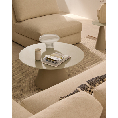 Wilshire tempered glass and metal coffee table with a matte grey finish, Ã˜ 80 cm