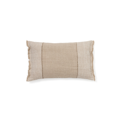 Lorin green linen and cotton cushion cover with fringing 30 x 50cm