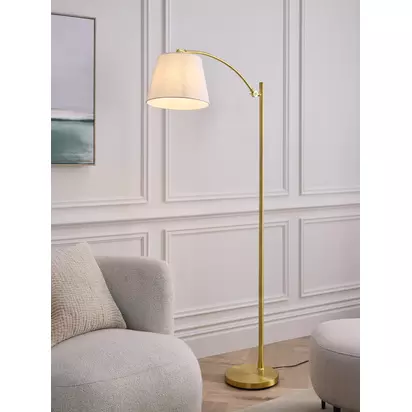 John Lewis Swing Arm Floor Lamp, Matt Gold Matt Gold | H152.4 x W71 x D29.2cm