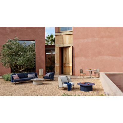 Cushion cover Lunet 100% PET with beige and blue stripes 45 x 45 cm