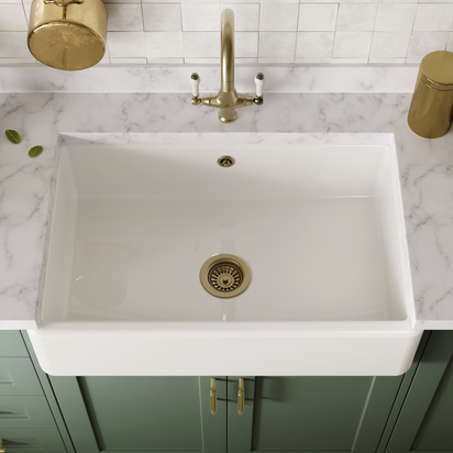 Butler & Rose Heavy Duty Large Belfast / Butler Ceramic Fireclay Kitchen Sink - 795 x 500mm