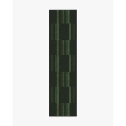 London Olive & Green Flatwoven Rug by Michael Michalsky - 75 x 305 cm - Rug + Pad System