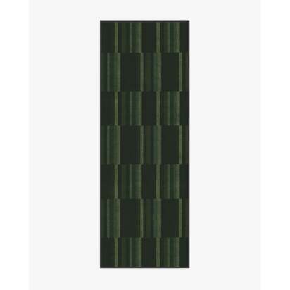 London Olive & Green Flatwoven Rug by Michael Michalsky - 75 x 215 cm - Rug + Cushioned Pad System