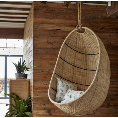 Zelma Woven Hanging Egg Chair (Natural) | Hanging Chair | H124cm x W90cm x D90cm | The Rattan Company | £599.99