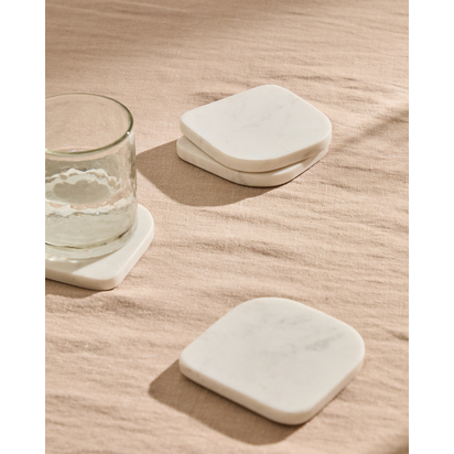 Zera set of 4 white marble coasters