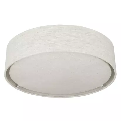 John Lewis Samantha Linen Flush Ceiling Light, Natural Natural | H: 10cm Dia: 32.50cm