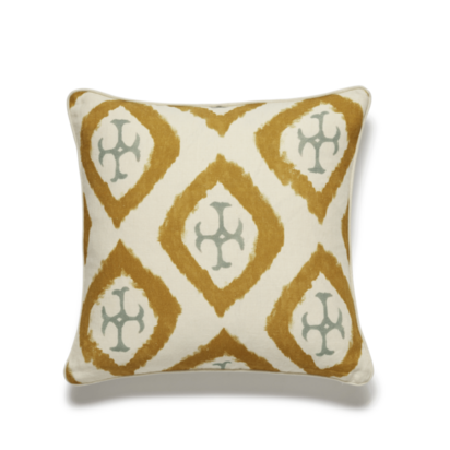 OKA, Borrayo Cross Cushion Cover - Mustard, Cushion Covers, Cotton/Linen, Damasque/Geometric