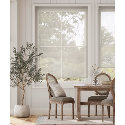 Oriel Voile Ash Roller Blind | Sheer Blind | White | Blinds 2 go | From £13.15