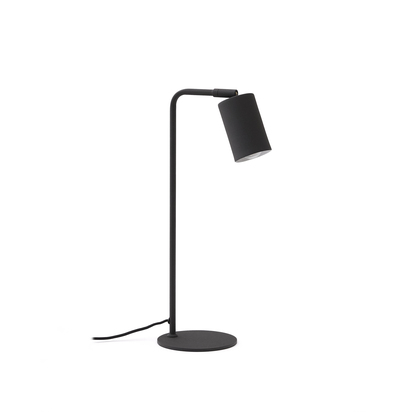 Manie metal desk lamp with dark grey cast-iron-effect finish and UK adaptor