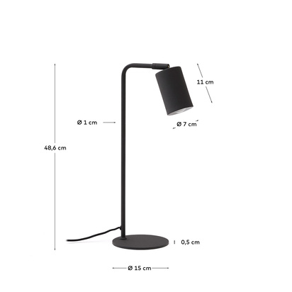 Manie metal desk lamp with dark grey cast-iron-effect finish and UK adaptor