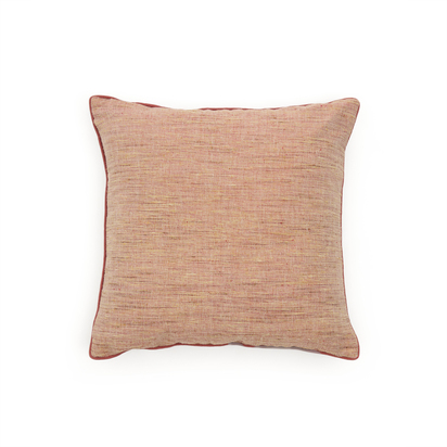 Aleos pink cushion cover in melange fabric with contrasting trim 45 x 45cm