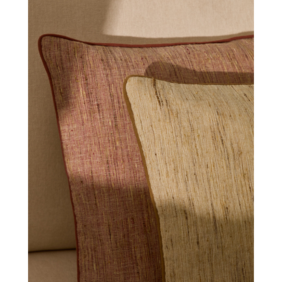 Aleos pink cushion cover in melange fabric with contrasting trim 45 x 45cm